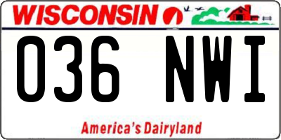 WI license plate 036NWI