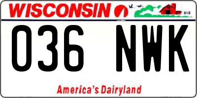 WI license plate 036NWK