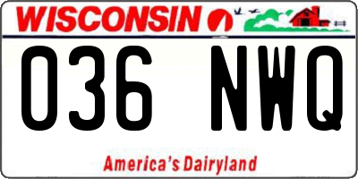 WI license plate 036NWQ