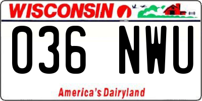 WI license plate 036NWU