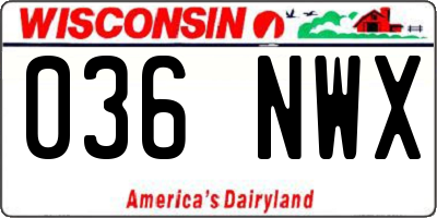 WI license plate 036NWX