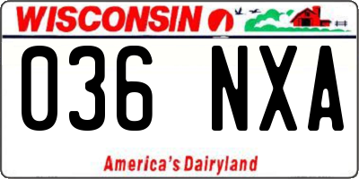 WI license plate 036NXA