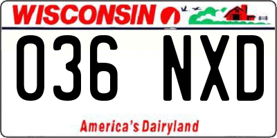 WI license plate 036NXD