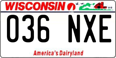 WI license plate 036NXE