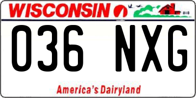 WI license plate 036NXG