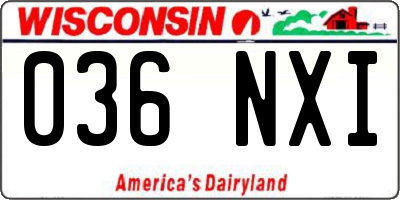 WI license plate 036NXI