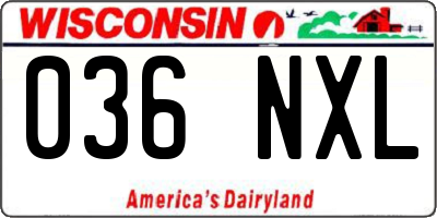 WI license plate 036NXL