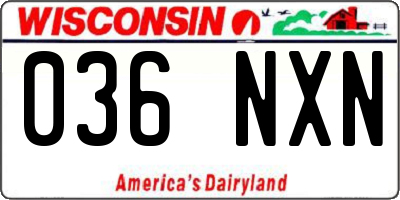 WI license plate 036NXN