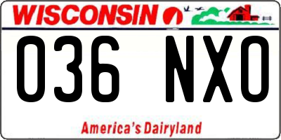 WI license plate 036NXO