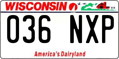 WI license plate 036NXP