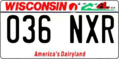 WI license plate 036NXR