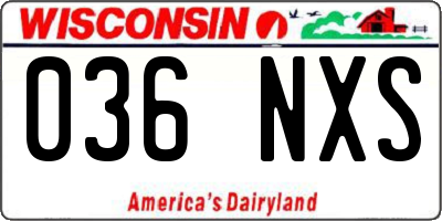 WI license plate 036NXS