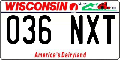WI license plate 036NXT