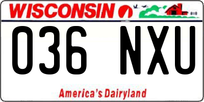WI license plate 036NXU