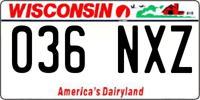 WI license plate 036NXZ