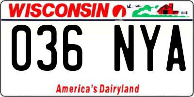 WI license plate 036NYA
