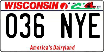 WI license plate 036NYE
