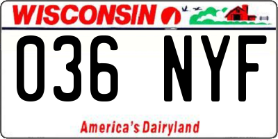 WI license plate 036NYF