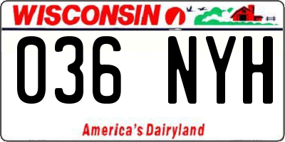 WI license plate 036NYH