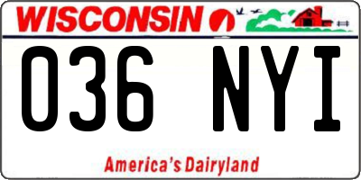 WI license plate 036NYI