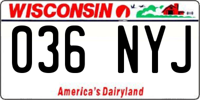 WI license plate 036NYJ