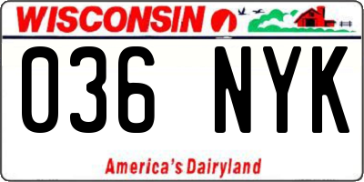 WI license plate 036NYK