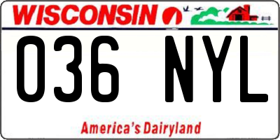 WI license plate 036NYL