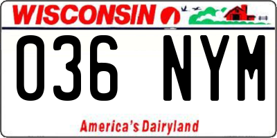 WI license plate 036NYM