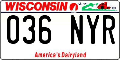 WI license plate 036NYR