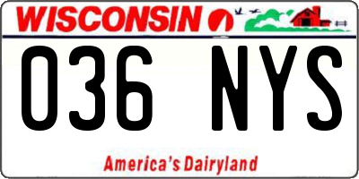 WI license plate 036NYS
