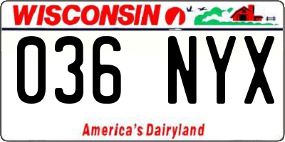 WI license plate 036NYX