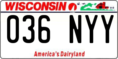 WI license plate 036NYY