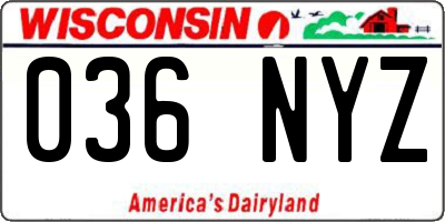 WI license plate 036NYZ