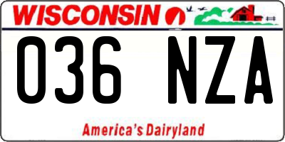 WI license plate 036NZA