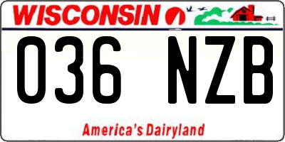WI license plate 036NZB