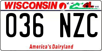 WI license plate 036NZC
