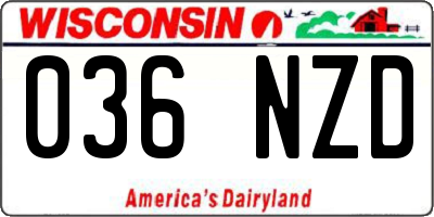 WI license plate 036NZD