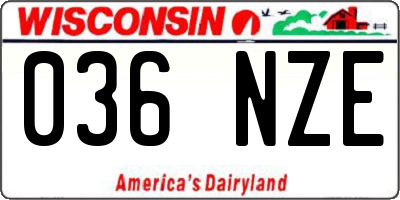 WI license plate 036NZE