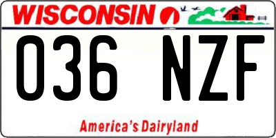WI license plate 036NZF