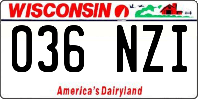WI license plate 036NZI