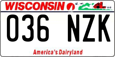 WI license plate 036NZK