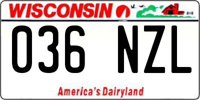 WI license plate 036NZL
