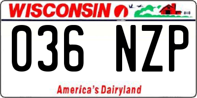 WI license plate 036NZP