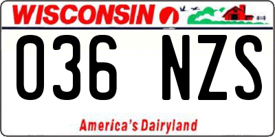 WI license plate 036NZS