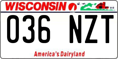 WI license plate 036NZT
