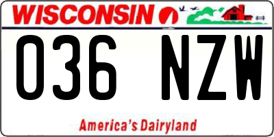 WI license plate 036NZW
