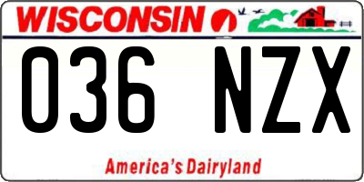 WI license plate 036NZX