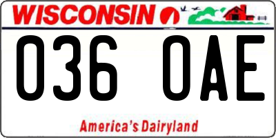 WI license plate 036OAE
