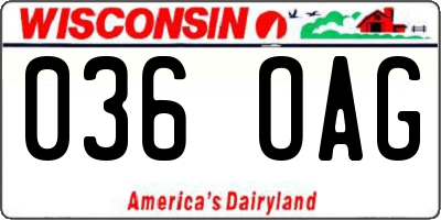 WI license plate 036OAG