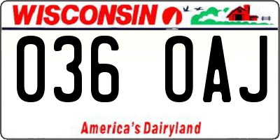 WI license plate 036OAJ